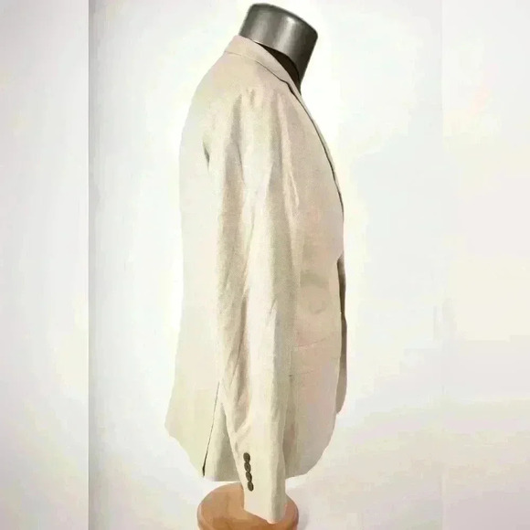 NWT SELECTED HOMME Tan  Beige Polyester Stretch Soft Jersey Blazer Jacket 40R - Picture 4 of 11
